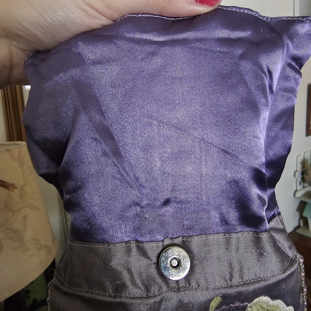 Moyna Purple Floral Embroidered Bag With Beaded Strap, Whimsy, Fairy - Picture 5 of 10